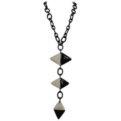 Cream and black french art deco style link necklace 3