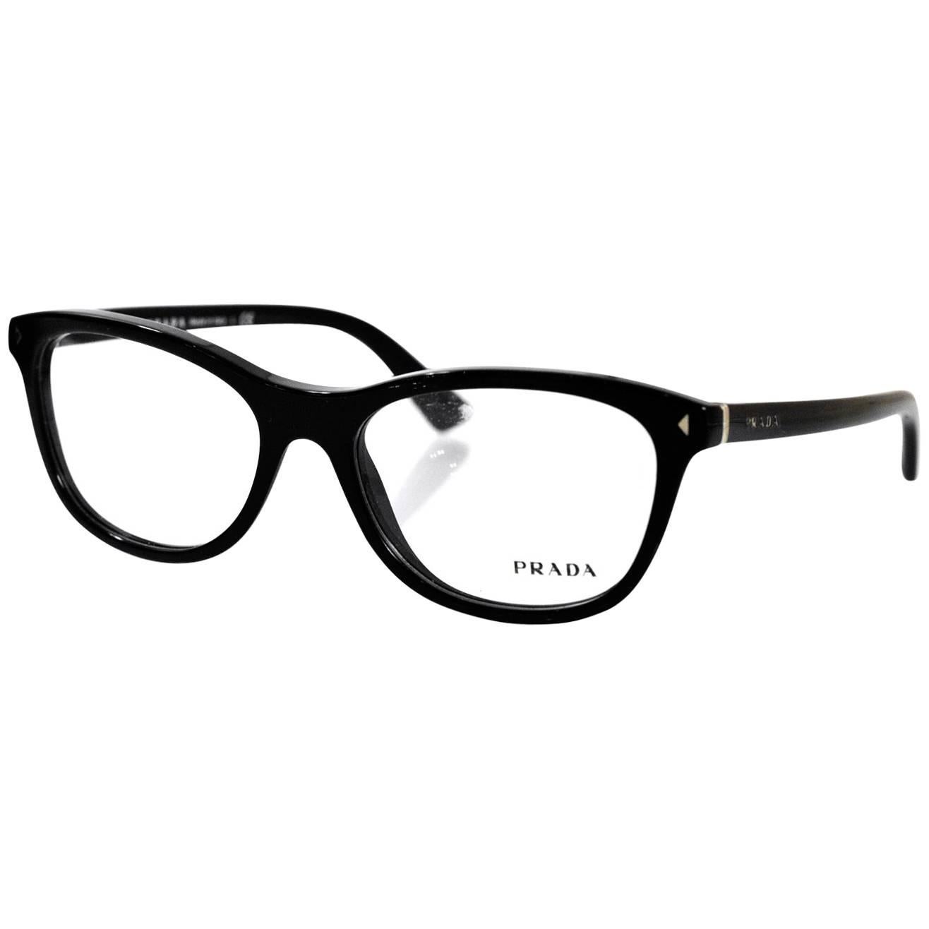 Prada Black Logo Eye Glasses with Box and Case