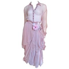 Dolce & Gabbana Vintage Draped Silk Skirt & Shirt 6