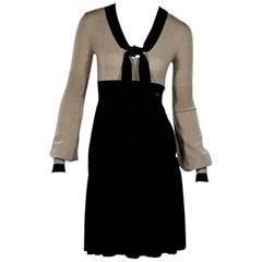 Tan & Black Chanel Wool-Blend Dress 11