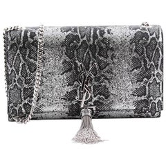 Saint Laurent Classic Monogram Tassel Crossbody Bag Python Embossed Leather Med