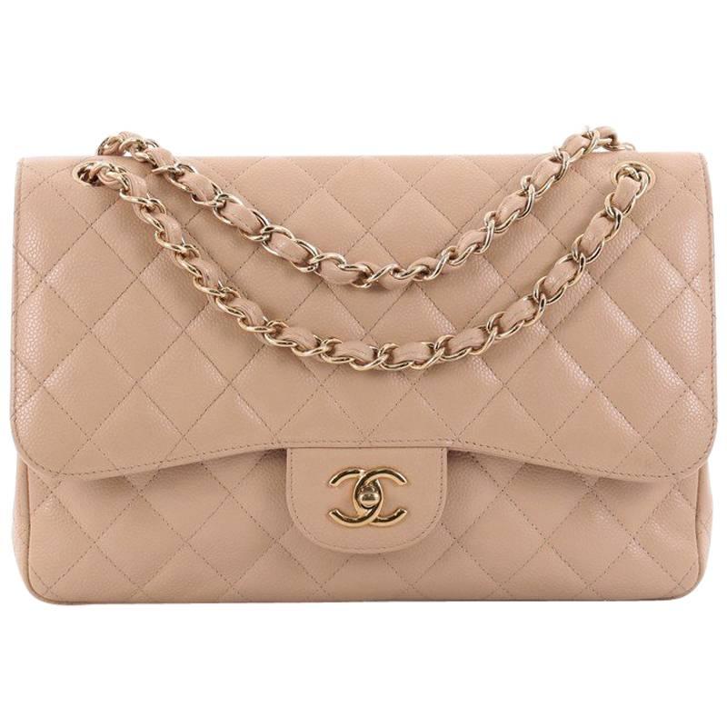  Chanel Classic Double Flap Bag Quilted Caviar Jumbo