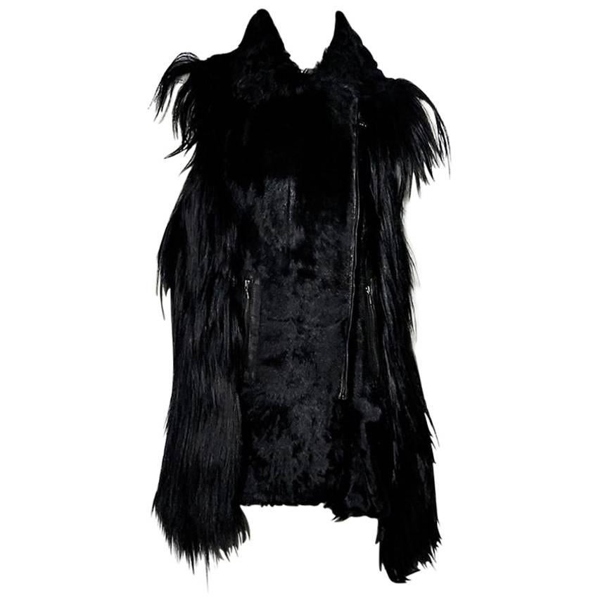 Black Adrienne Landau Lamb Fur Vest