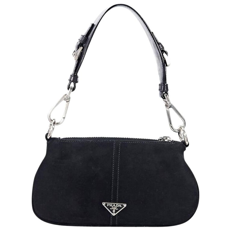 Black Prada Suede Small Shoulder Bag For Sale at 1stdibs