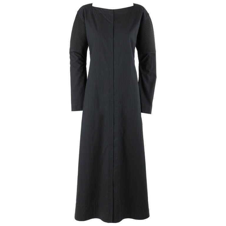 ISSEY MIYAKE Black Long Sleeve Rib Knit Detail Full Length Coat Dress For Sale at 1stDibs | long sleeve coat dress ISSEY MIYAKE Black Long Sleeve Rib Knit Detail Full Length Coat Dress For Sale at 1stDibs | long sleeve coat dress