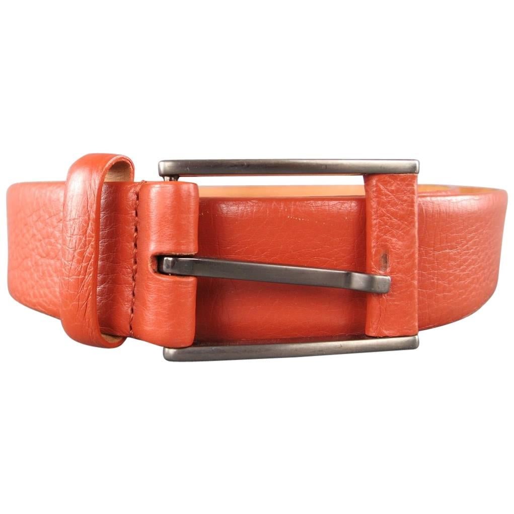 GIORGIO ARMANI Size 34 Burnt Orange Pebbled Leather Belt