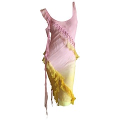 Christian Dior by John Galliano Corset Lace Bias Cut Ombre Silk Cocktail Dress. 