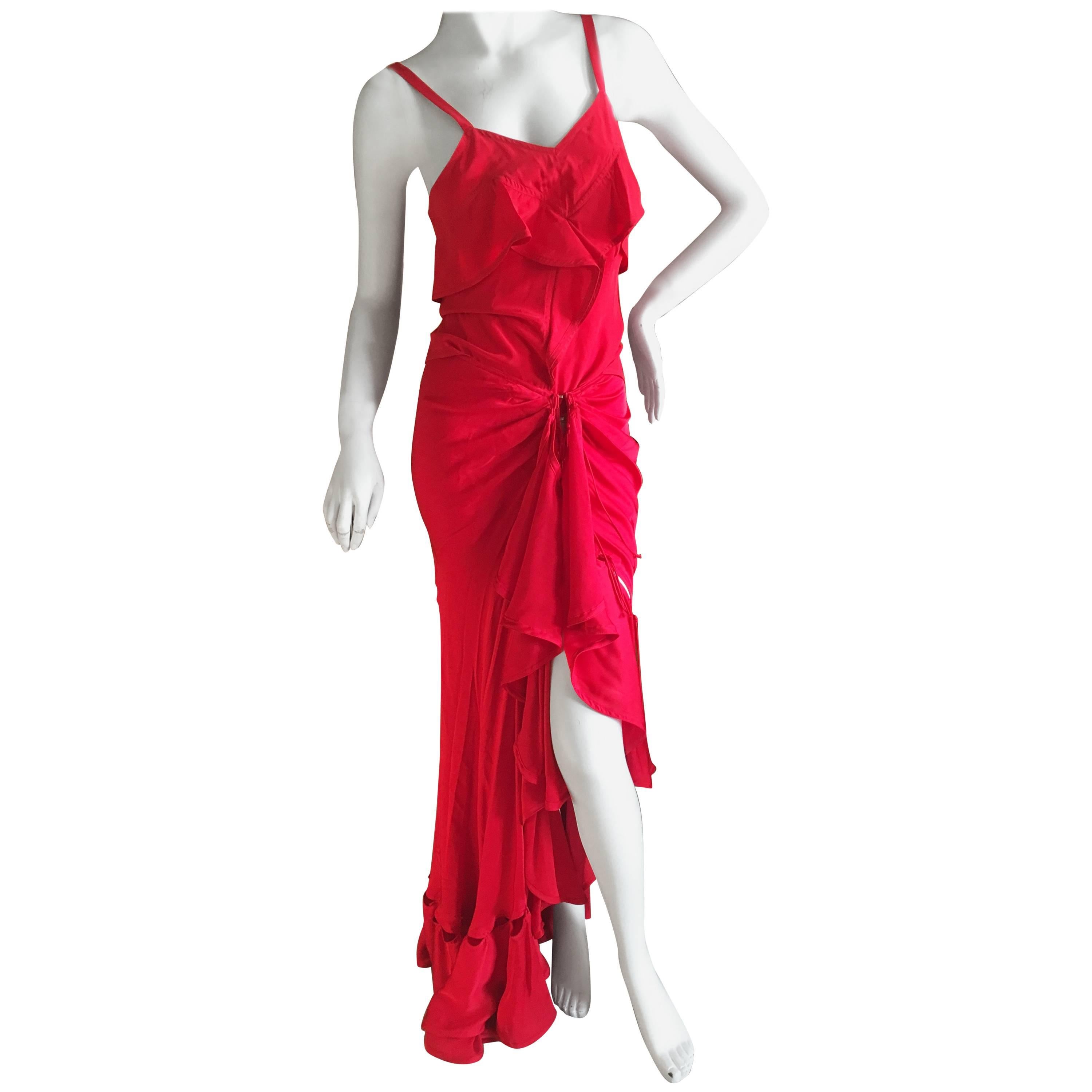 Yves Saint Laurent by Tom Ford Fall 2003 Red Two Piece Evening Dress