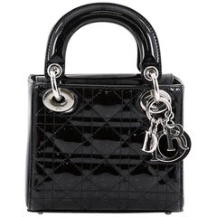 Christian Dior Lady Dior Handbag Cannage Quilt Patent Mini