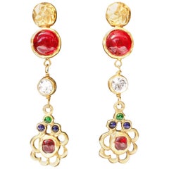 1984 Chanel drop clip-on earings flowers