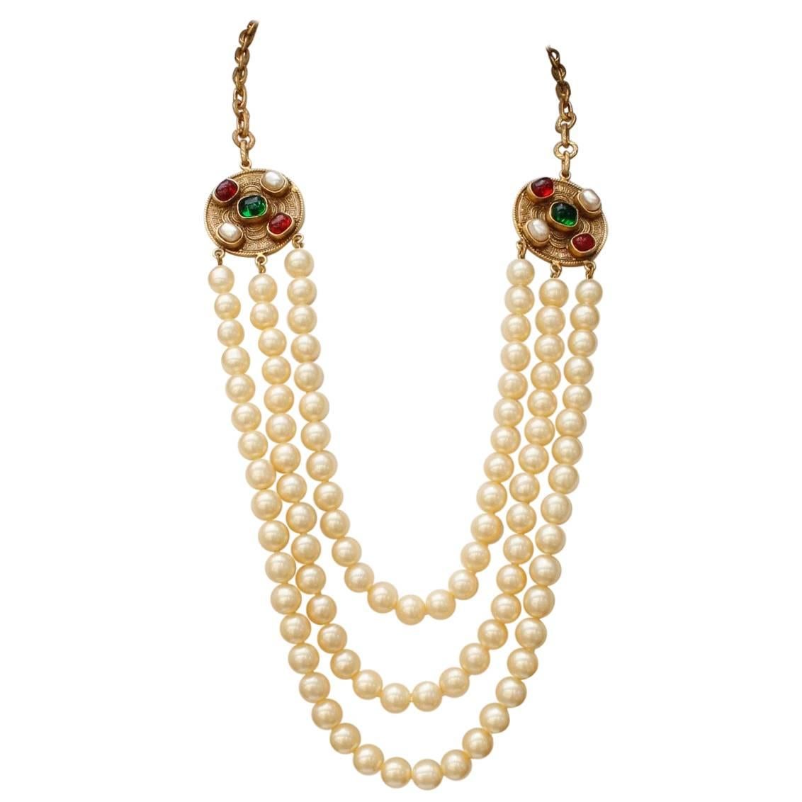 Chanel Long Multi-Strand Pearly Necklace, 1984  