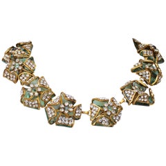 Vintage 1980s - 1990s Chanel spectacular Gripoix glass paste flowers necklace