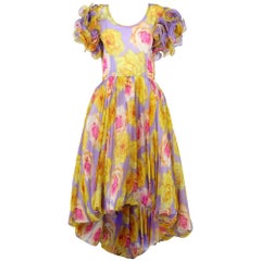 1960s Artisanal Floral Party Dress