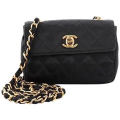 Chanel Vintage CC Chain Flap Bag Quilted Satin Extra Mini