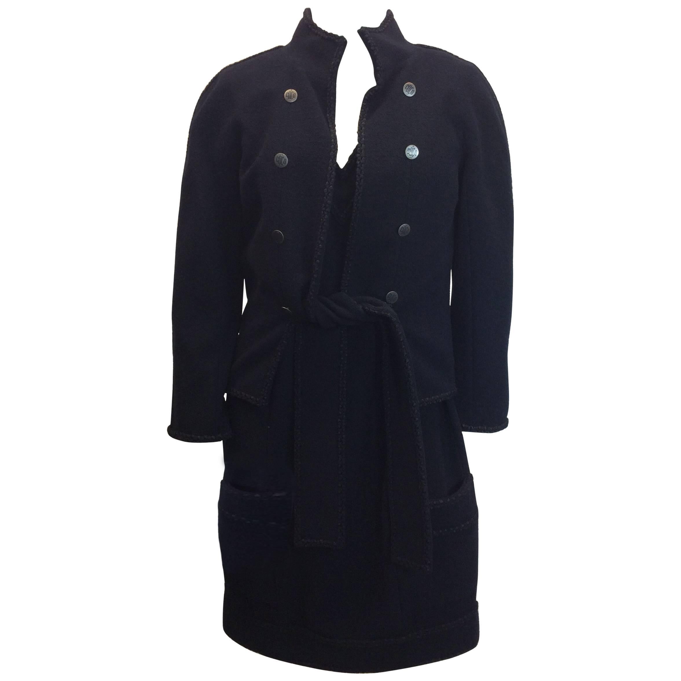 Chanel NWT Wool Navy Dress With Jacket  For Sale