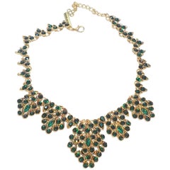 Oscar De La Renta Green Crystal Bib Necklace