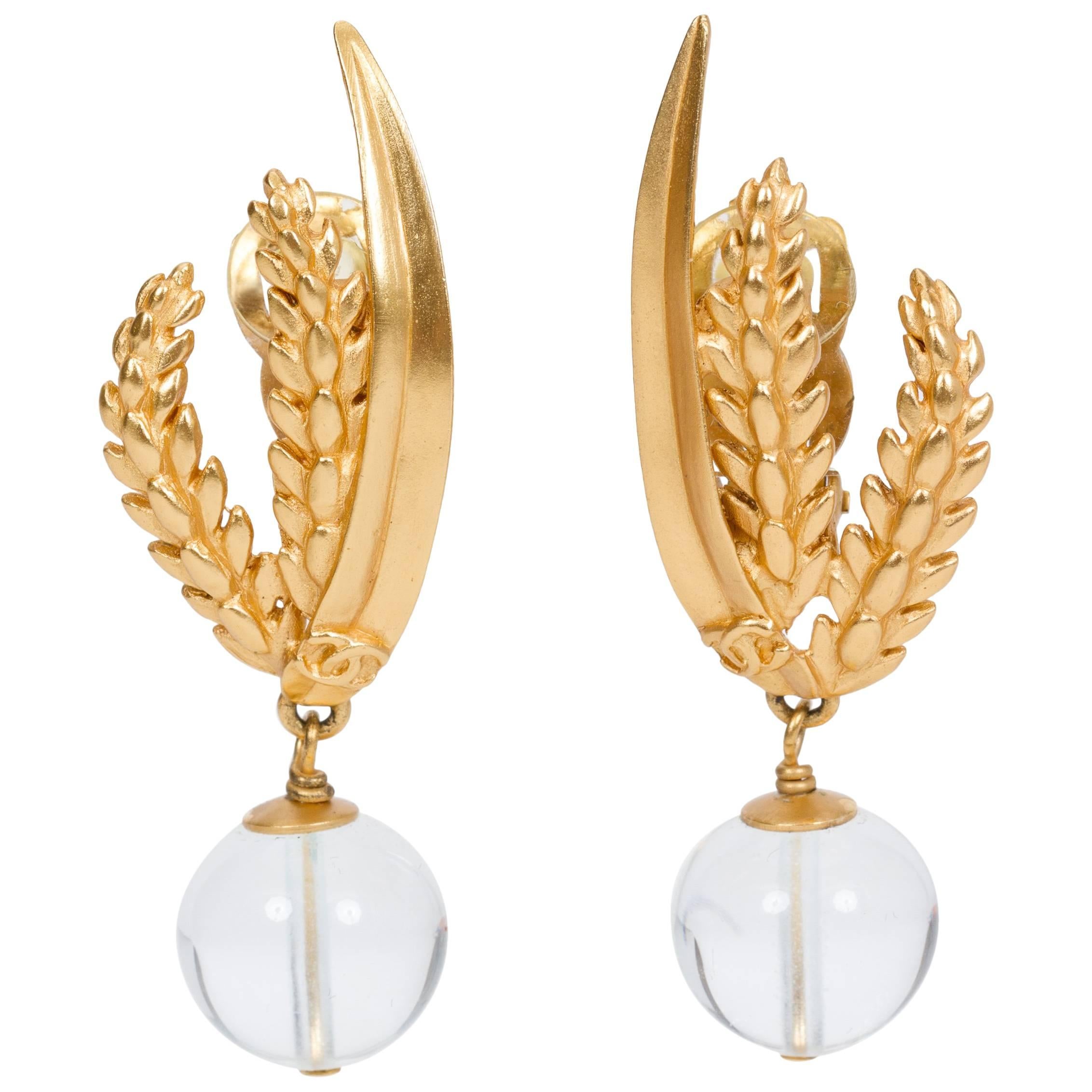 Chanel Wheat & Clear Gripoix Earrings