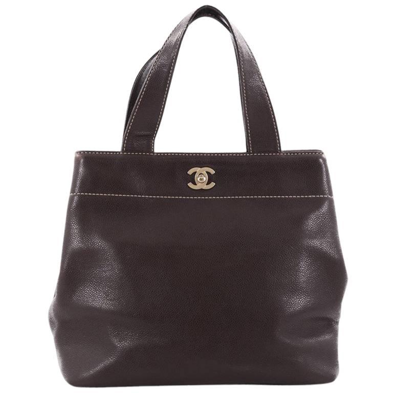 Chanel Vintage CC Lock Tote Leather Small