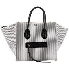 Celine Phantom Handbag Striped Canvas and Leather Medium