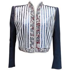 1980s Odicini Couture, evening jacket composed of satin over stitched with beads