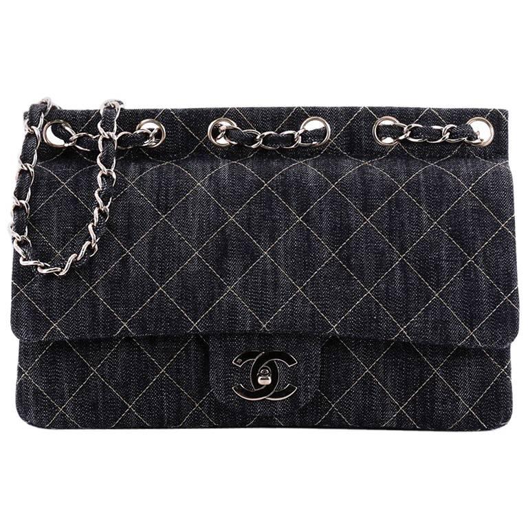 Chanel CC Chain Flap Quilted Denim Jumbo Blue 65203269