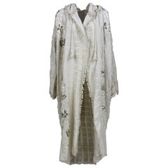 1990s White Hand-Embroidered Caftan