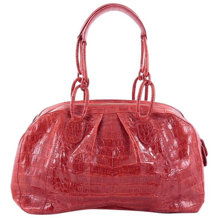 Nancy Gonzalez Bowler Bag Pleated Crocodile Medium