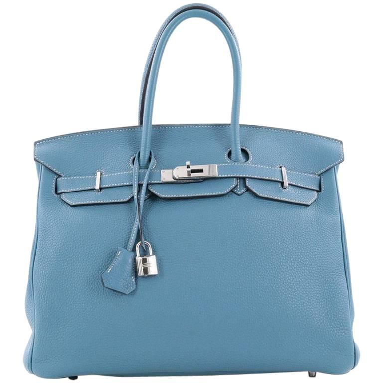 Hermes Birkin Handbag Blue Togo with Palladium Hardware 35