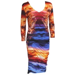 McQ Alexander McQueen Mineral Sunset Print stretch Dress M 