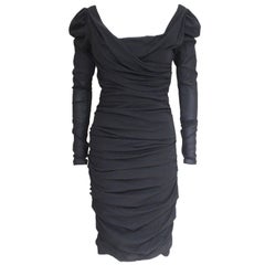 Dolce and Gabbana Black Sheer Rushed Dress It 40 uk 8
