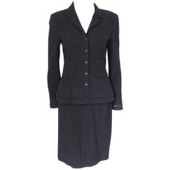 Chanel Black Classic Skirt Suit Jacket F38 uk 10 