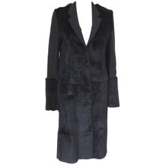 £1800 Maison Martin Margiela Black Sheared Fur Pannel Coat IT 40 uk 8  