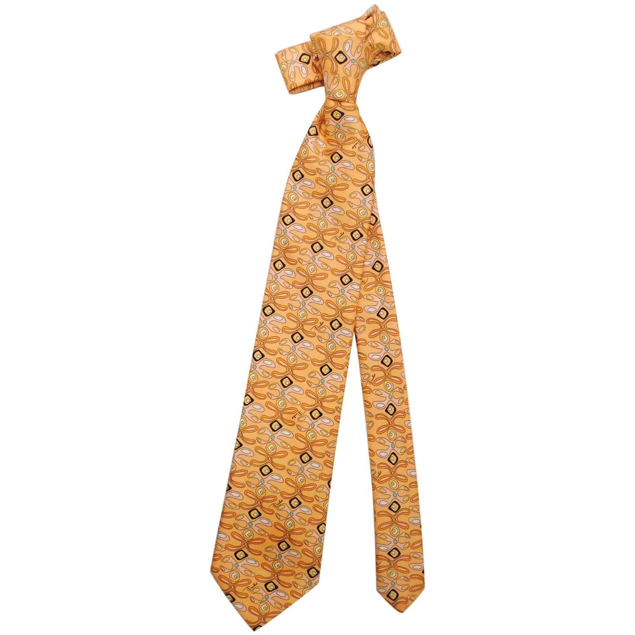 Men's Essential Emilio Pucci Psychedelic Silk Neck Tie Vintage 2000's, 60"L