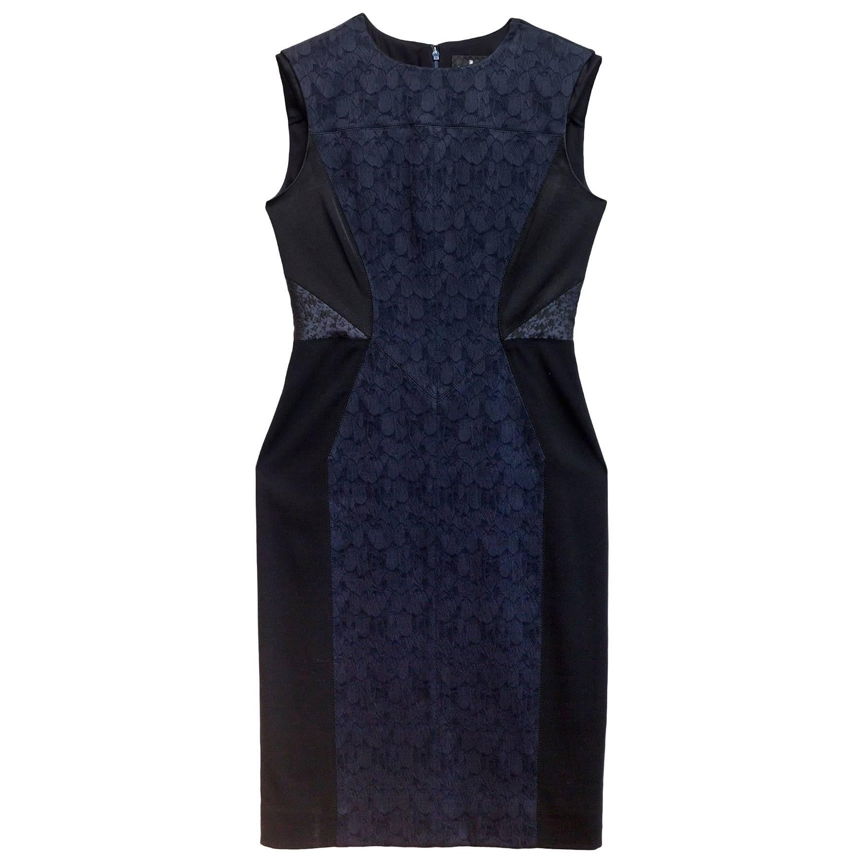 J. Mendel Black & Navy Print Dress Sz 6