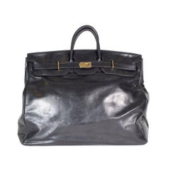 Vintage Hermes HAC 50cm Travel Birkin in Black Clemence Leather