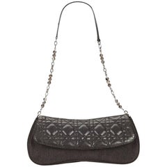 Charcoal Christian Dior Cannage Denim Shoulder Bag