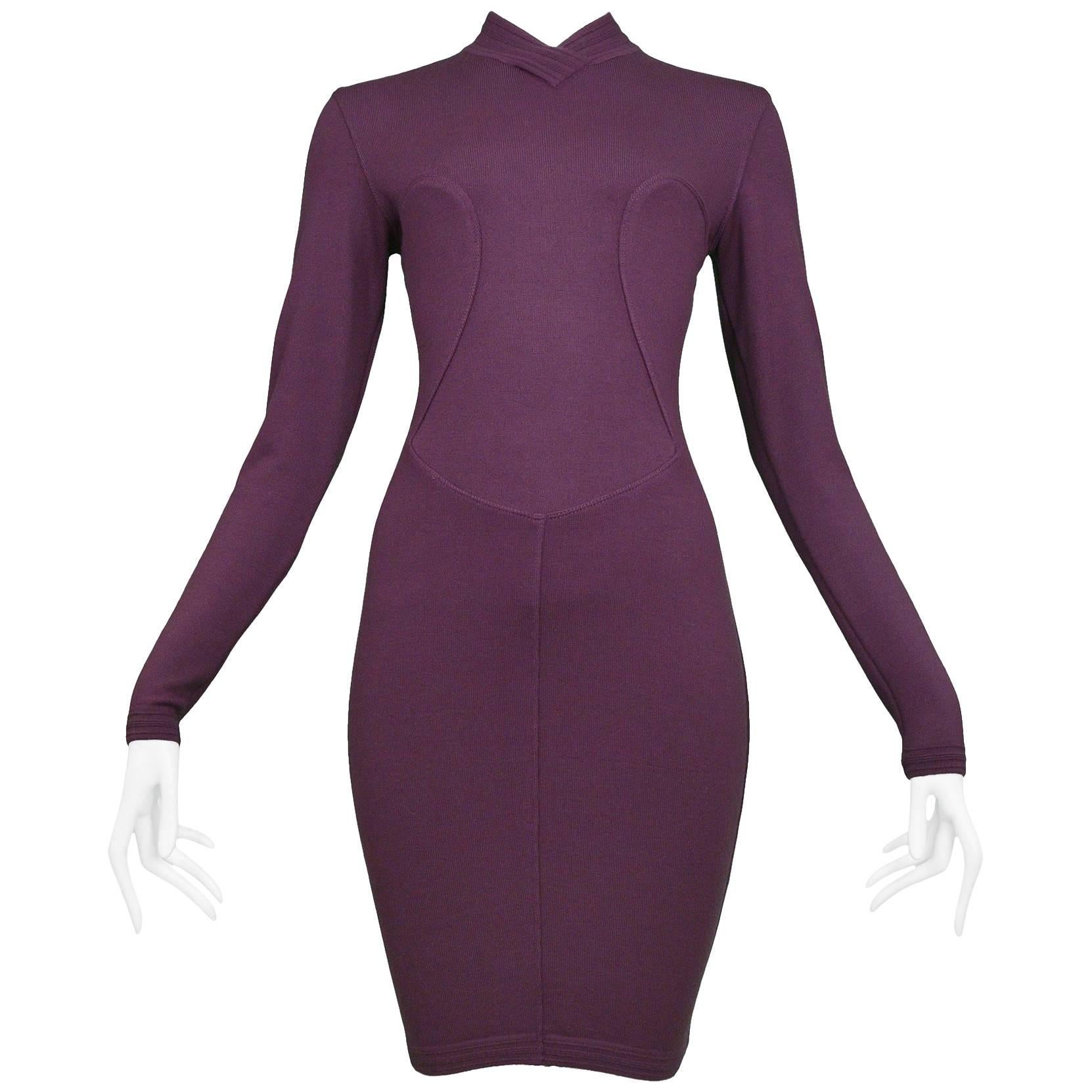 Pristine Vintage Alaia Purple Knit Body Con Dress 1991 