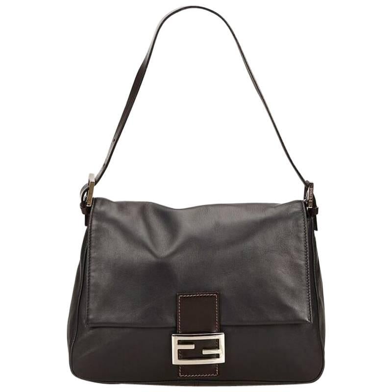 Black Fendi Leather Baguette Shoulder Bag