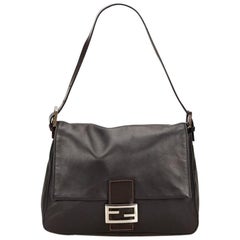 Black Fendi Leather Baguette Shoulder Bag
