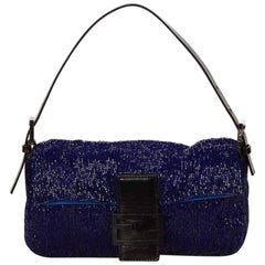 Blue Fendi Beaded Baguette Bag