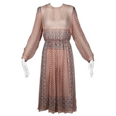 1970 Vintage Sheer Paper Thin Indian Print Silk Dress by The Silk Farm