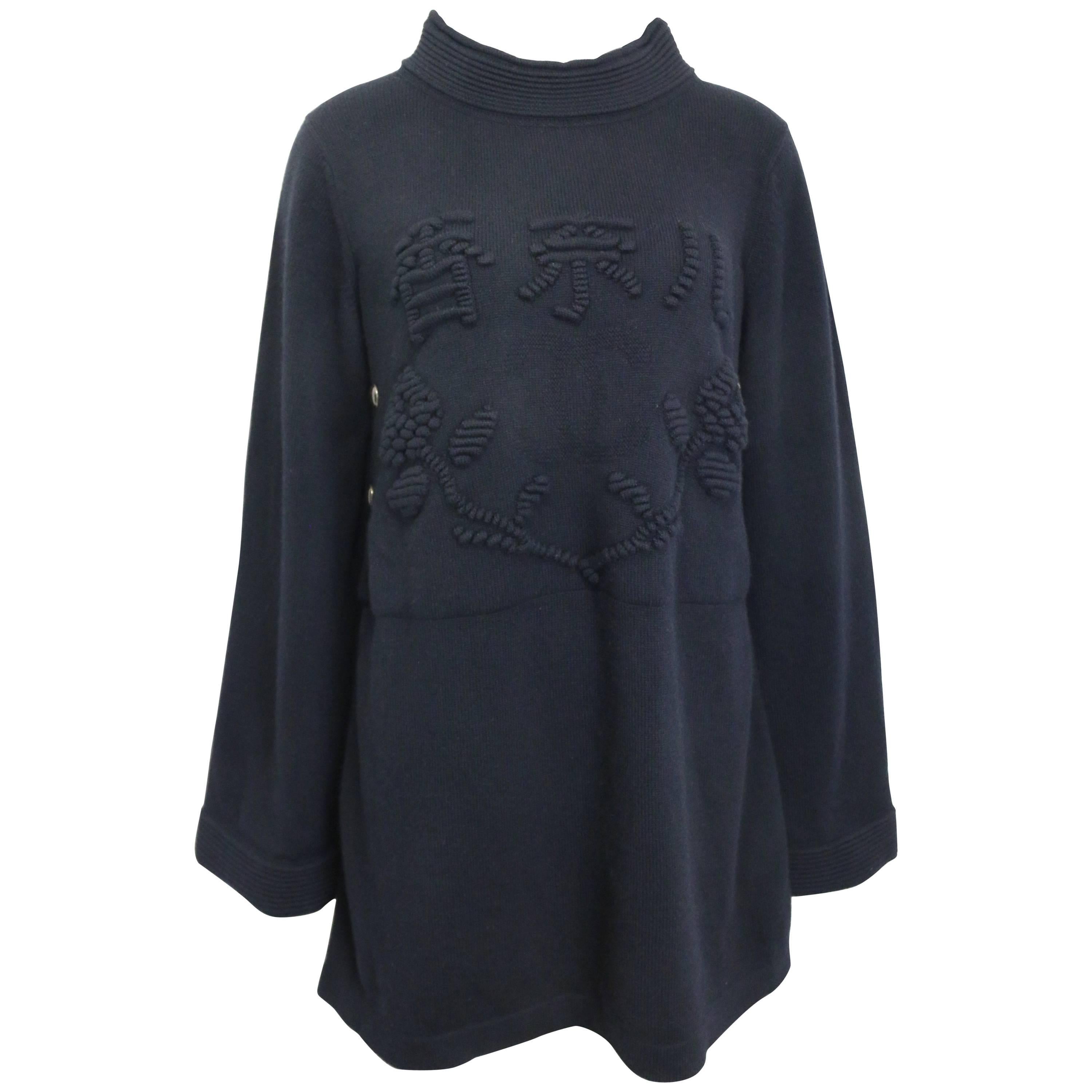 Limited 2010 Shanghai Chanel Black Cashmere "CC"  Sweater Dress For Sale