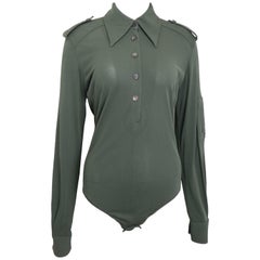 Gucci by Tom Ford Green Bodysuit Long Sleeves Shirt