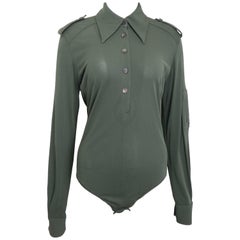 Vintage Gucci by Tom Ford Green Bodysuit Long Sleeves Shirt 