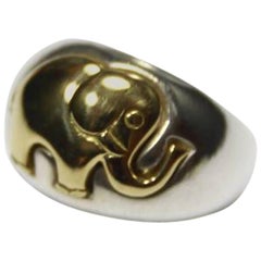 RARE Hermès Vintage Africa Ring Silver 925 and Gold 18k Size 12 US    