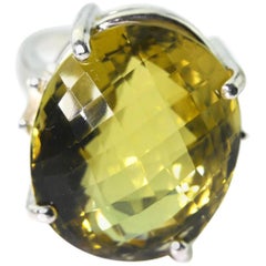 Gemjunky Extraordinary Amazing Huge Fiery 31 Cts Lemon Quartz Silver Ring