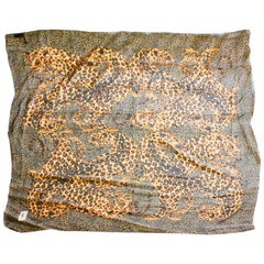 Iconic Yves Saint Laurent Large Silk Leopard Scarf Shawl Oversized 55in 1990s