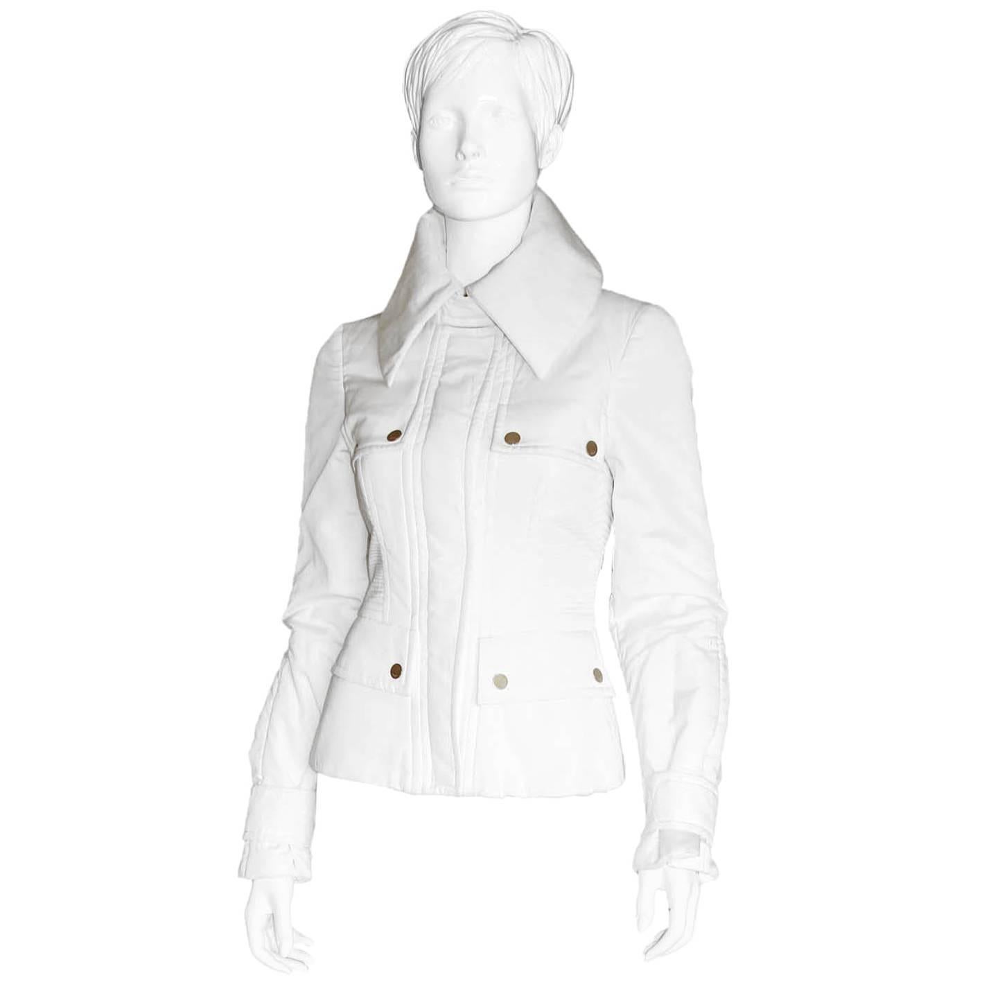 That Absolutely Heavenly Tom Ford Gucci FW 2003 White Silk Parka Jacket! IT 40 For Sale
