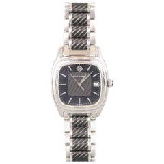 DAVID YURMAN Watch Silver & Black Stainless Steel Wristwatch - Retail $2, 400.00