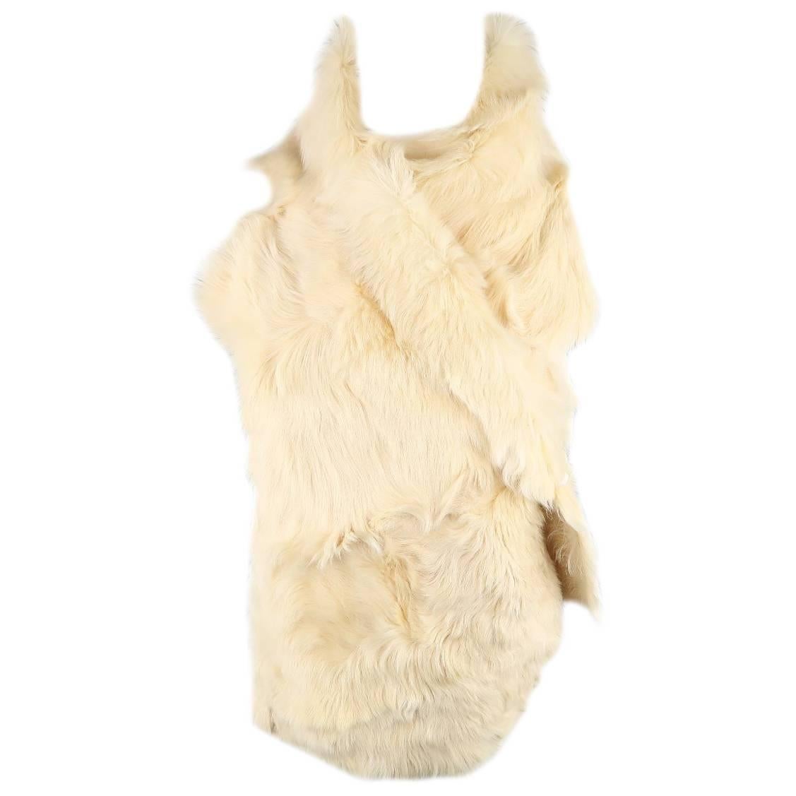ANN DEMEULEMEESTER Size M Cream Beige Fur Shearling Wrap Vest